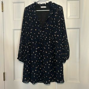 Navy Leopard Mango Peasant Dress Size 4